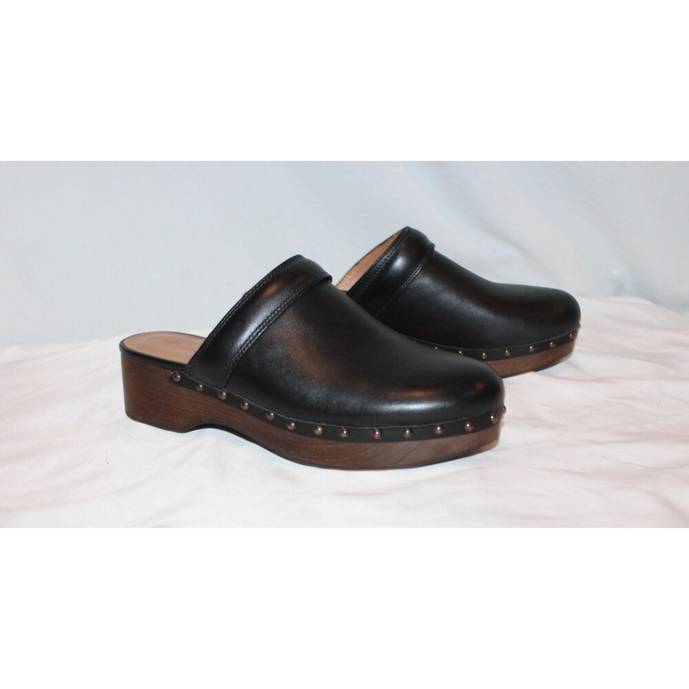 Madewell Women's The Cecily Clog Shoes in Oiled Leather True Black SZ 9 NWOB